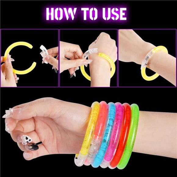 24Pcs Glow in the Dark Party Supplies for Kids/Adults, Flashing Light up Toys - Picture 6 of 7